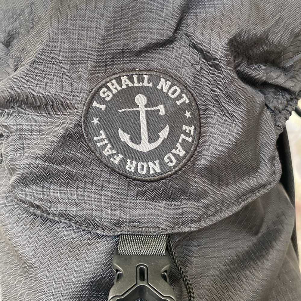 flag nor fail Black Top-Load Backpack with Anchor Patch - Picture 2 of 8